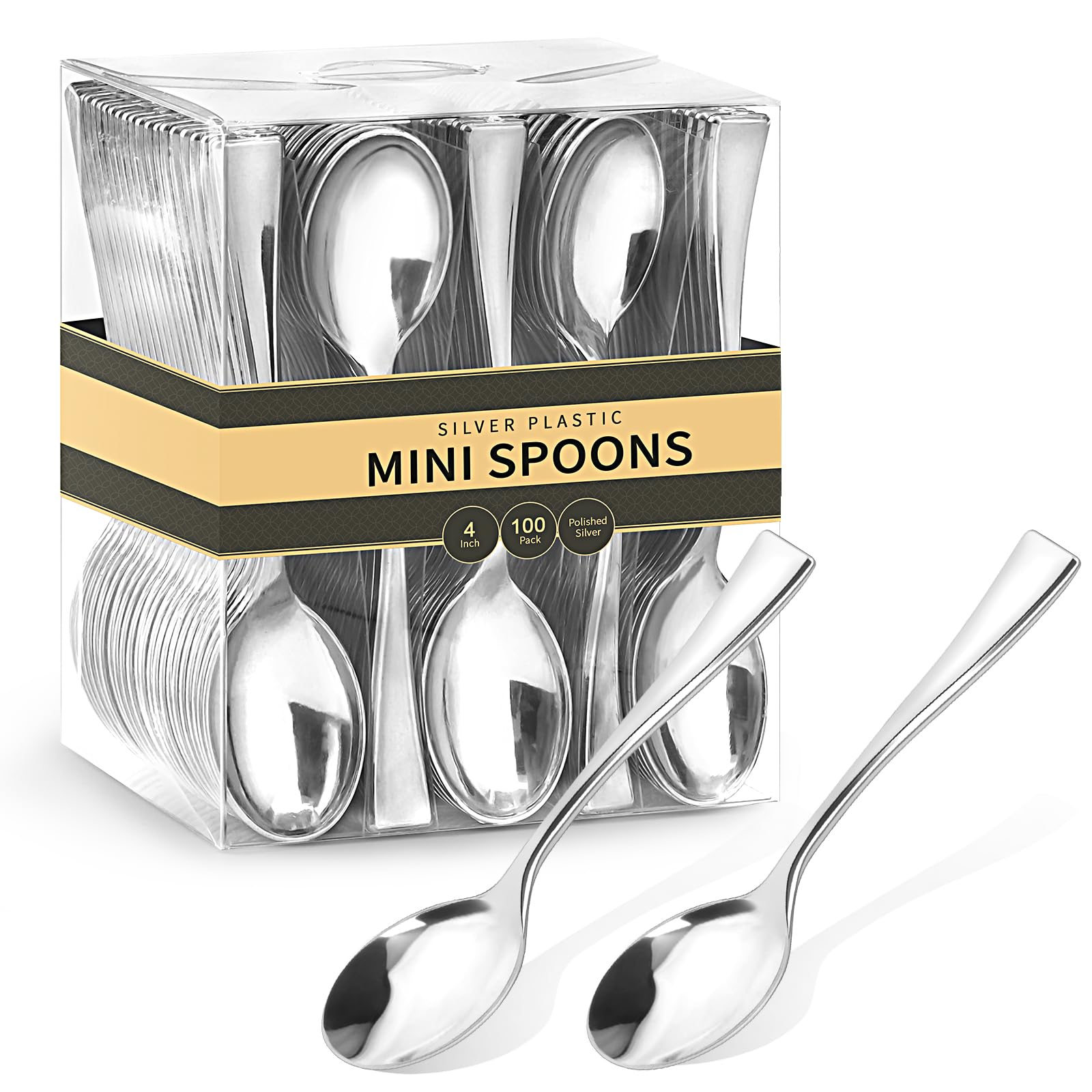 Amazon.com: Qeirudu 4 Inch Silver Mini Plastic Spoons, 100 Pack